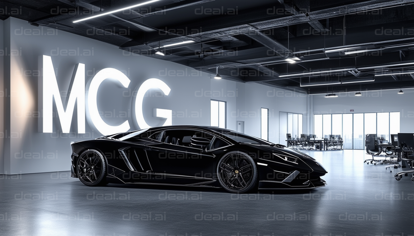 Sleek Black Supercar in Modern Showroom