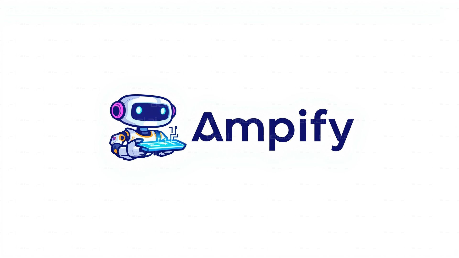 "Ampify Logo with Robot Design"