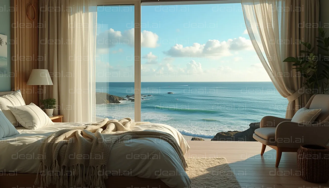 "Serene Oceanfront Bedroom View"