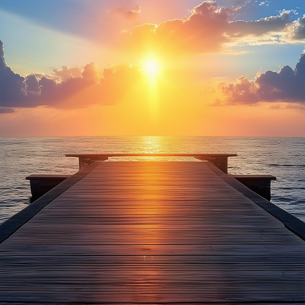 Sunset Over Serene Ocean Pier