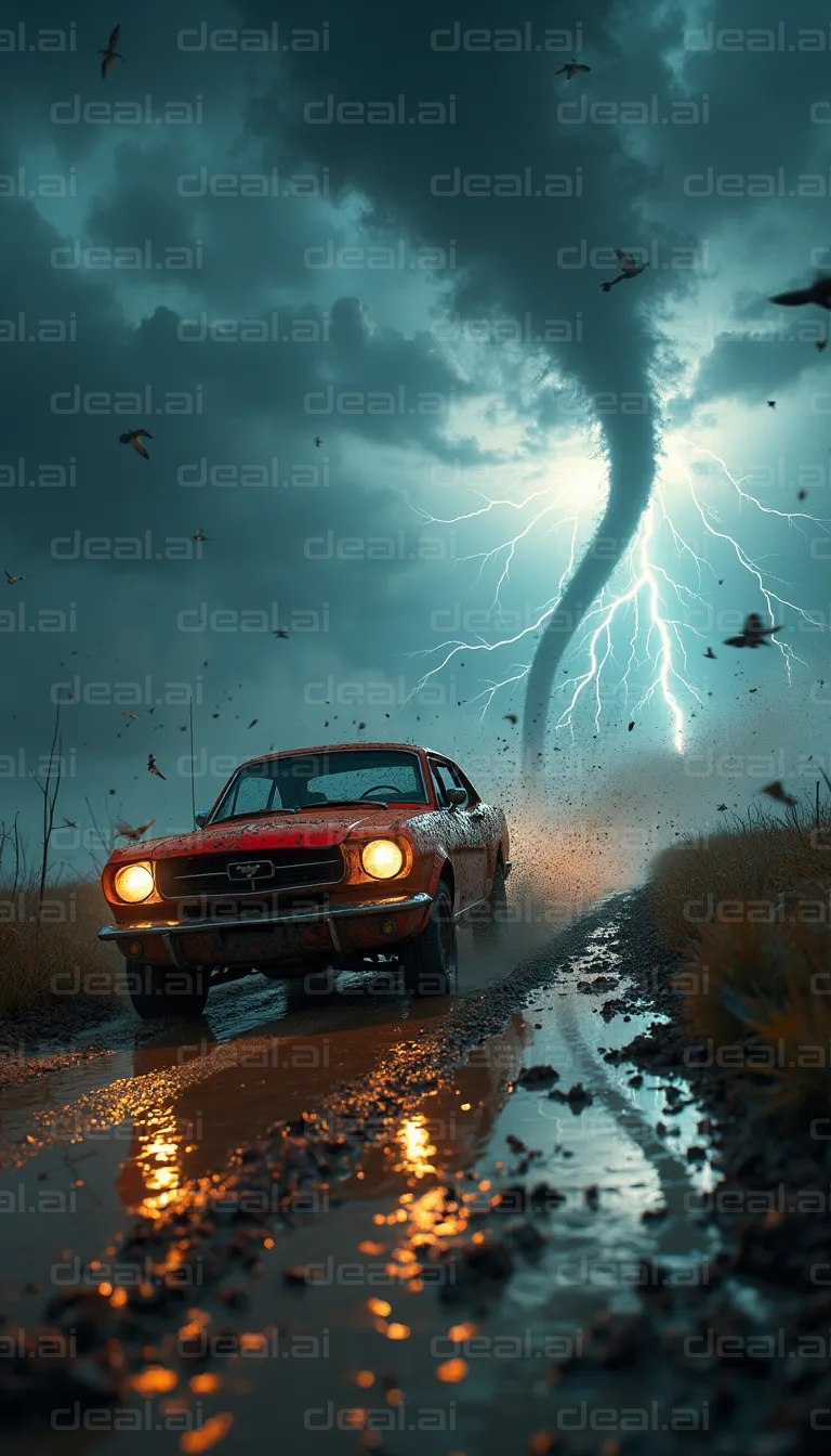 "Car Racing Against a Tornado"