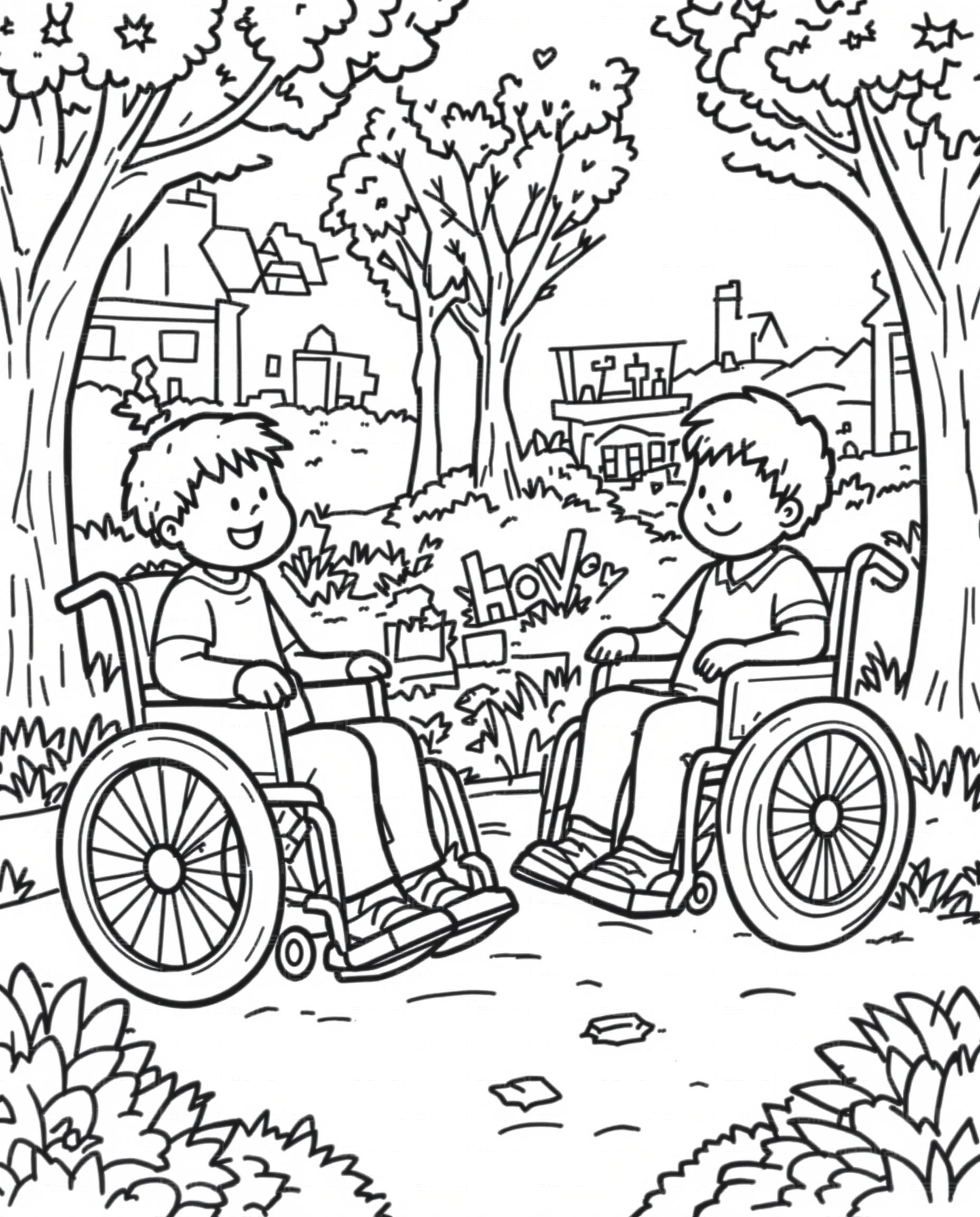 Friends in Wheelchairs Outdoors
