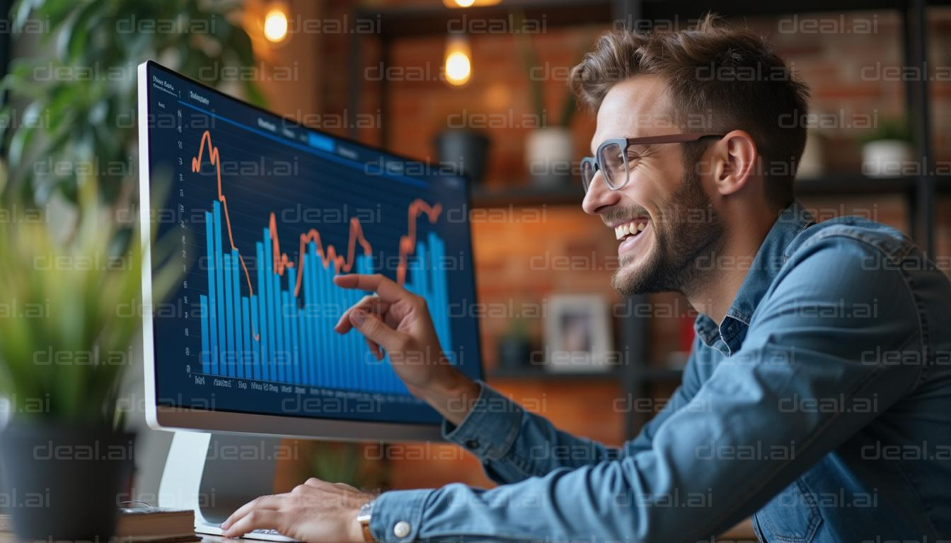 Smiling Analyst with Data Charts