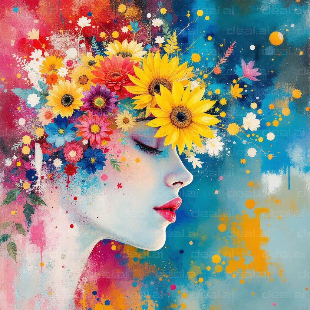 "Floral Dreamscape Portrait"