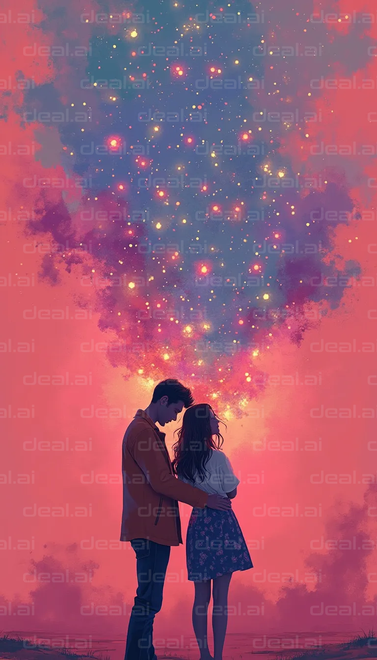 Starry Love Under a Vibrant Sky