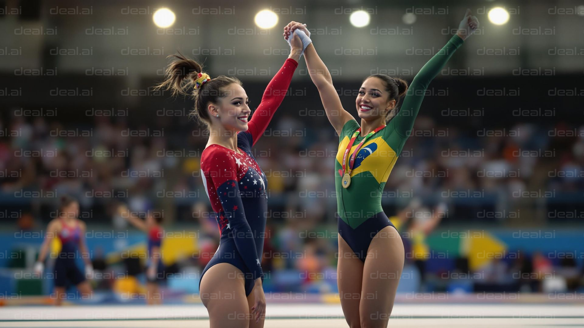 Gymnasts Celebrate Victory Together