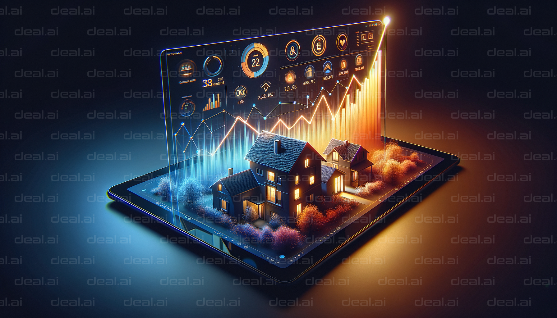 "Futuristic Real Estate Analytics Display"