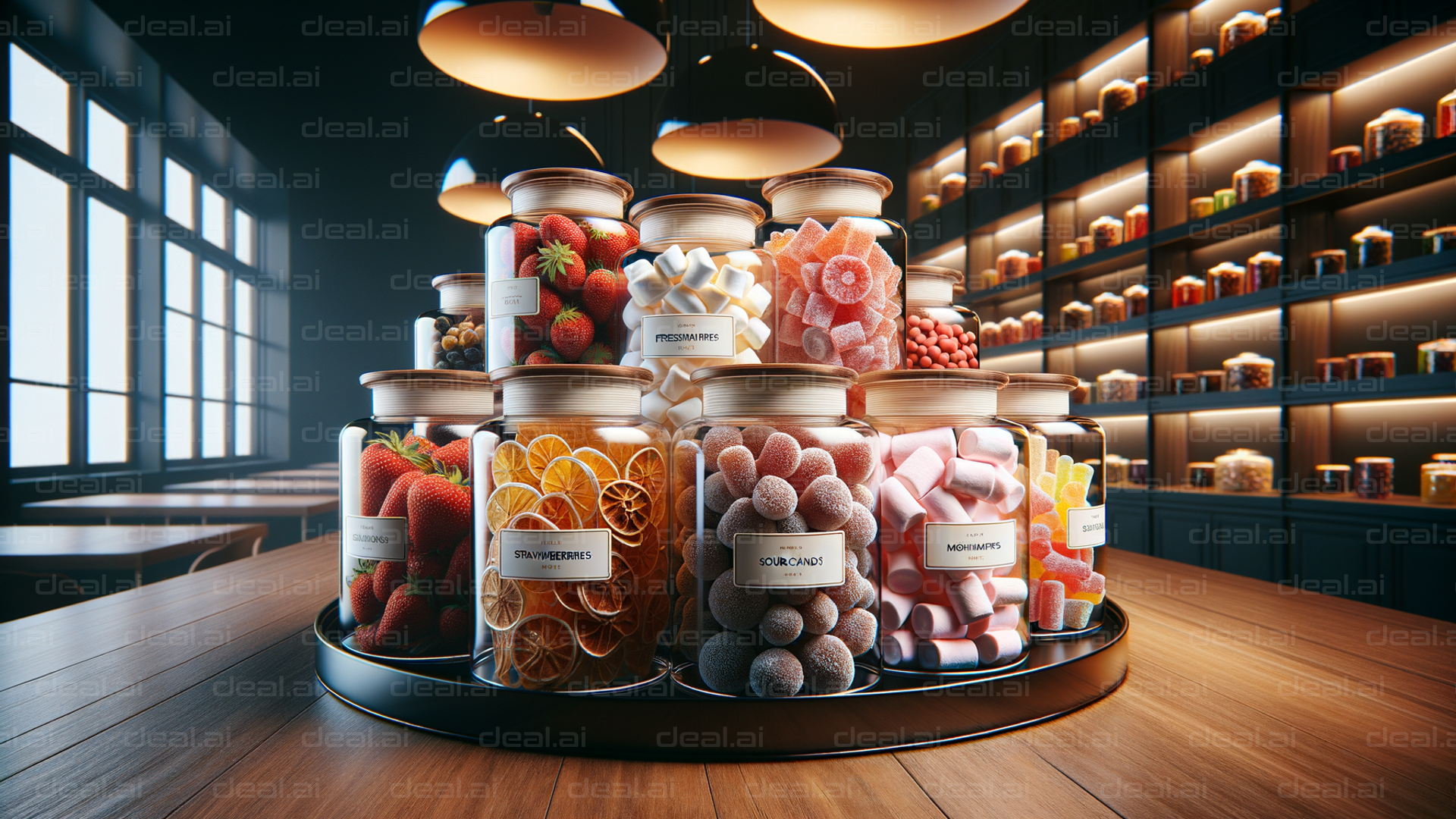 Elegant Candy Jars in Gourmet Shop