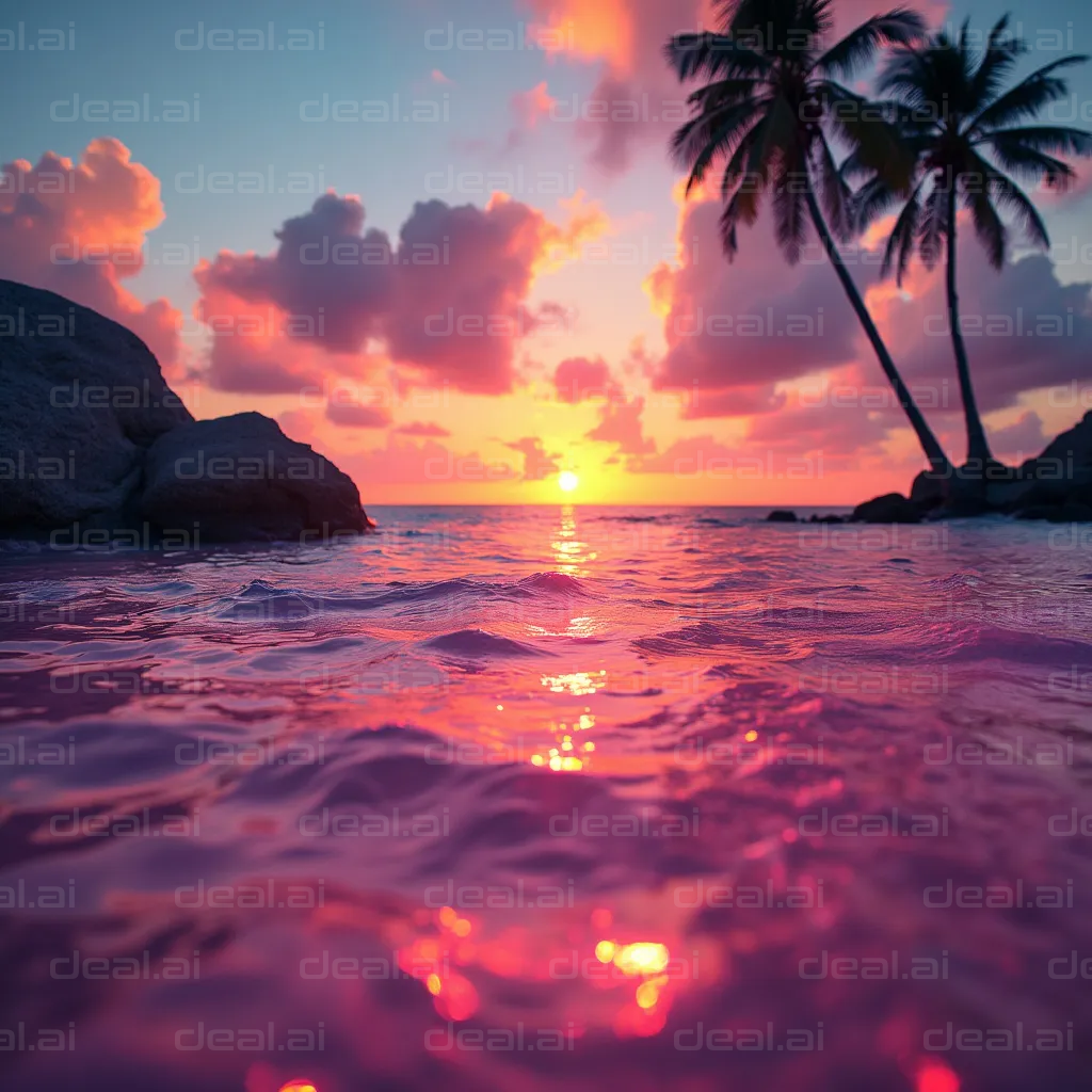 "Vibrant Tropical Sunset Reflection"