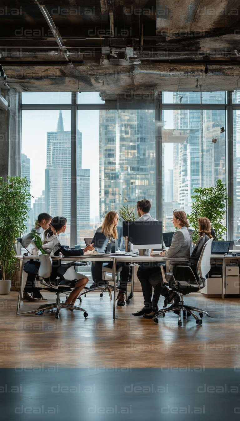 Team Meeting in Modern Office Space