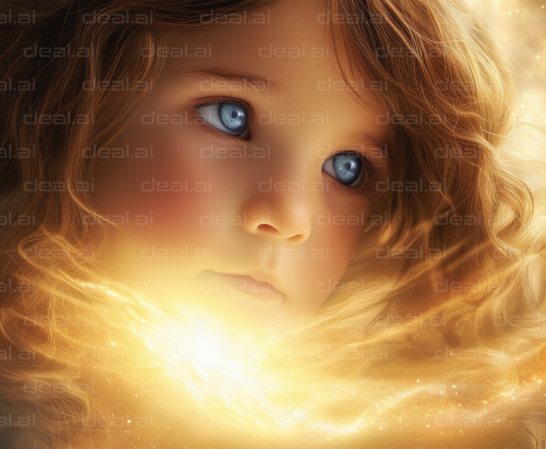 Whimsical Child Bathed in Golden Light