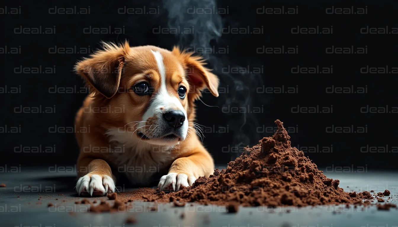 Puppy Beside a Pile of Fresh Soil