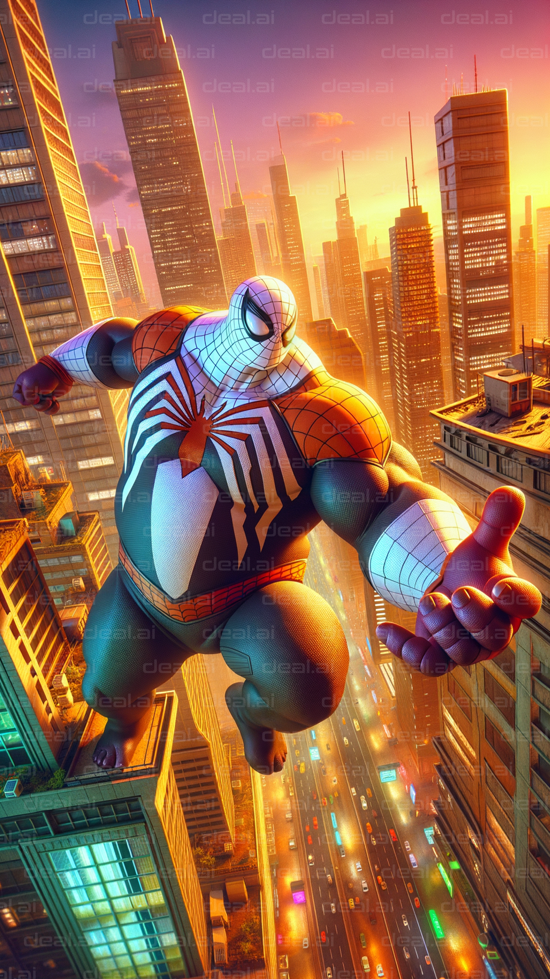 Spider-Man in the City Sunset