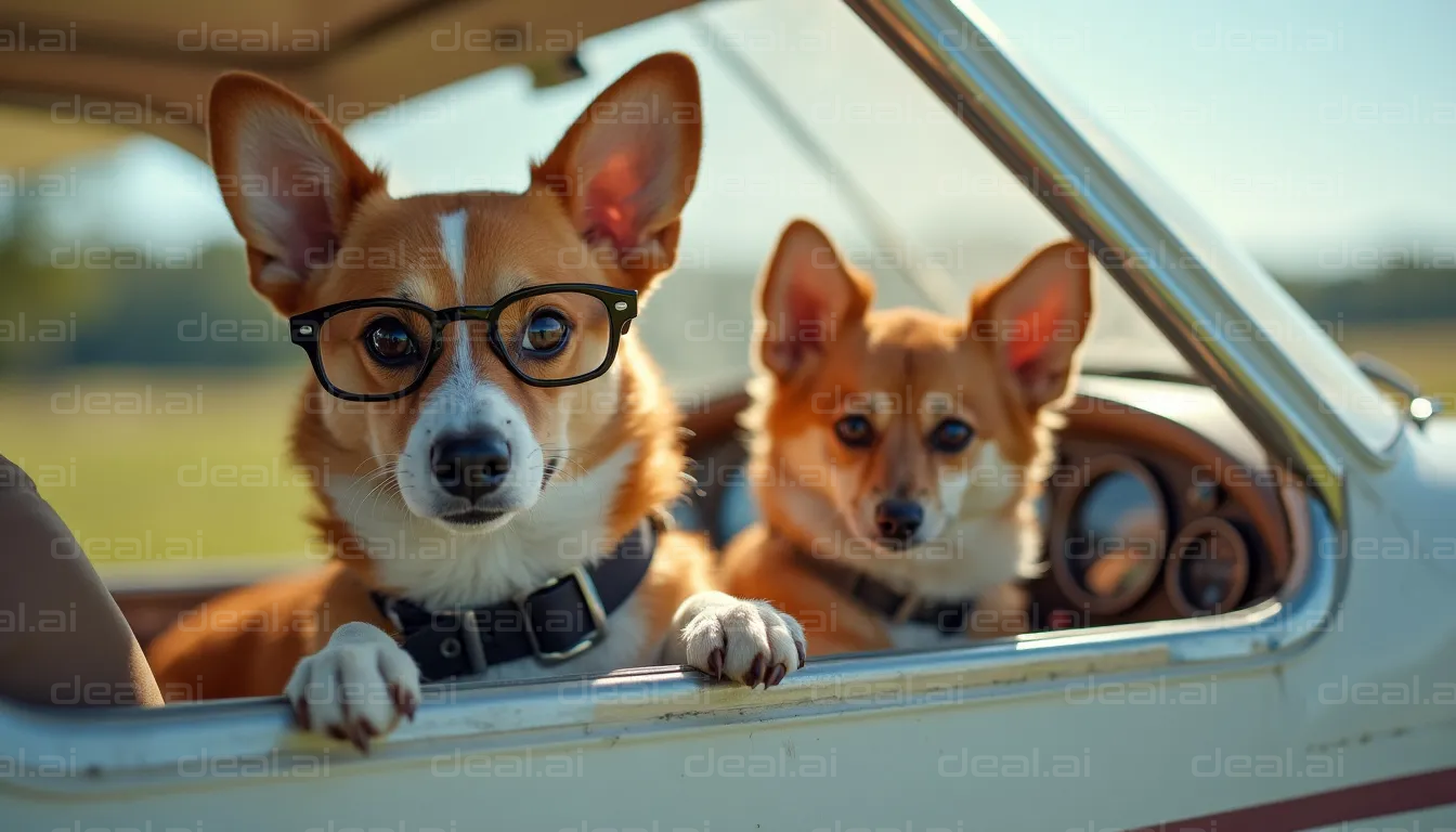 Corgis on a Car Adventure