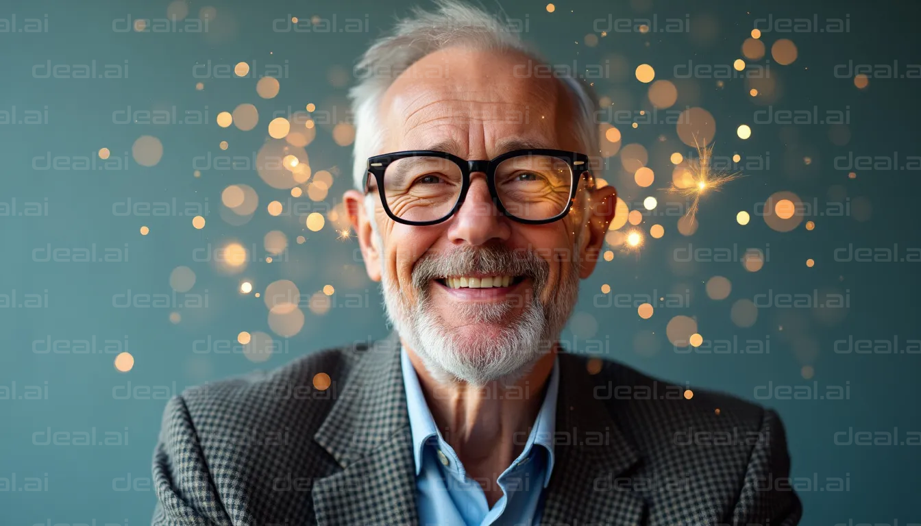 "Joyful Man with Sparkling Lights"