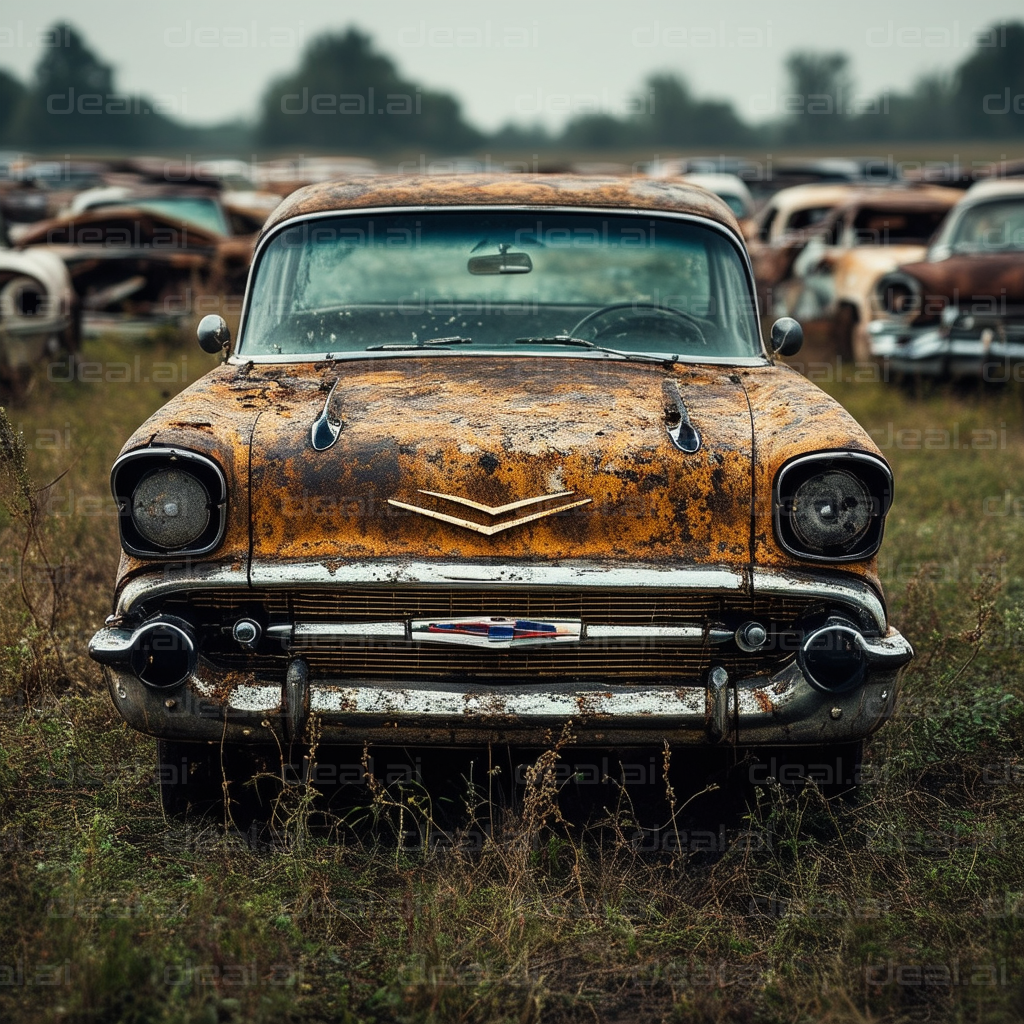 "Rusting Classic in a Car Graveyard"