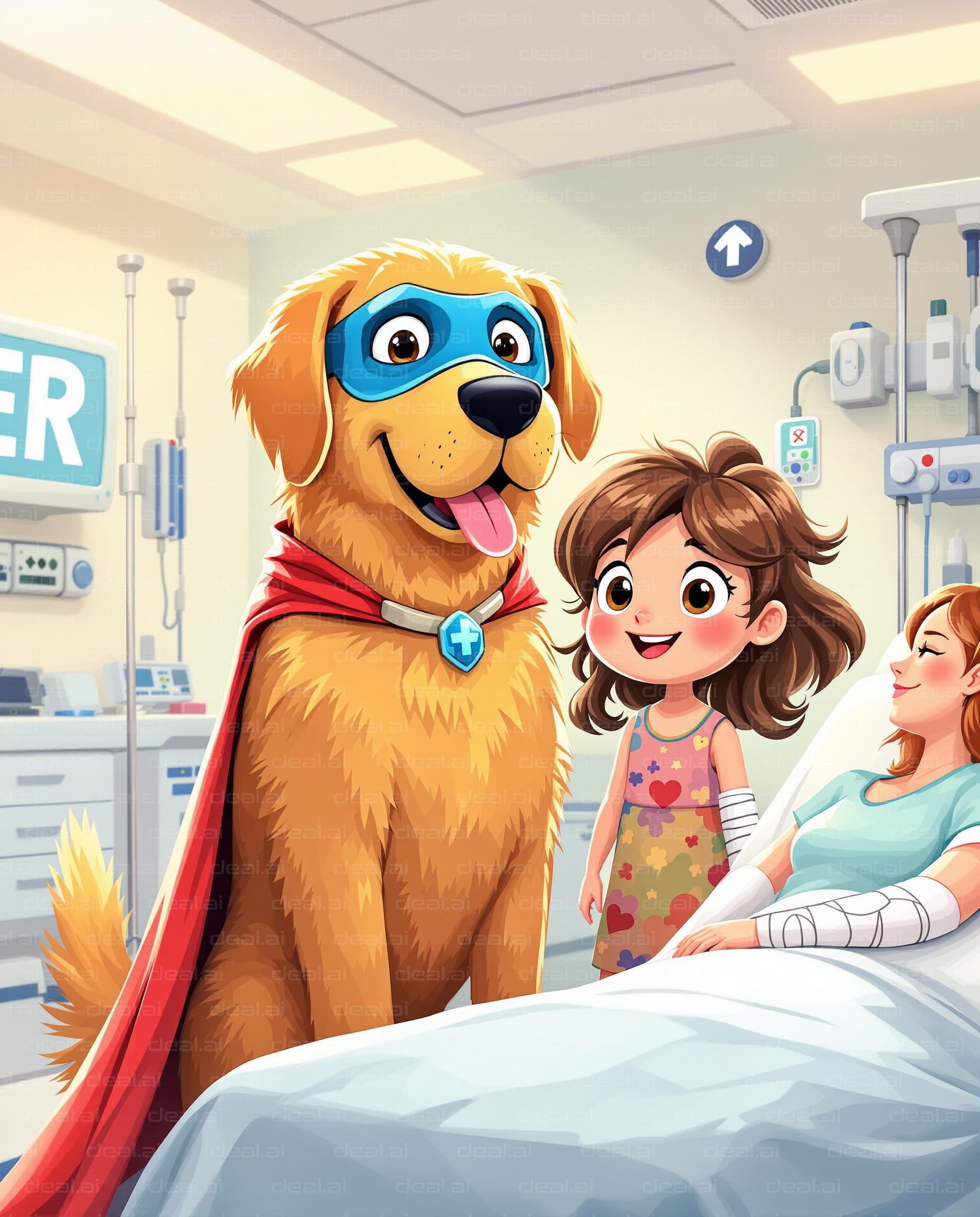 Superhero Dog Visits Hospital Room