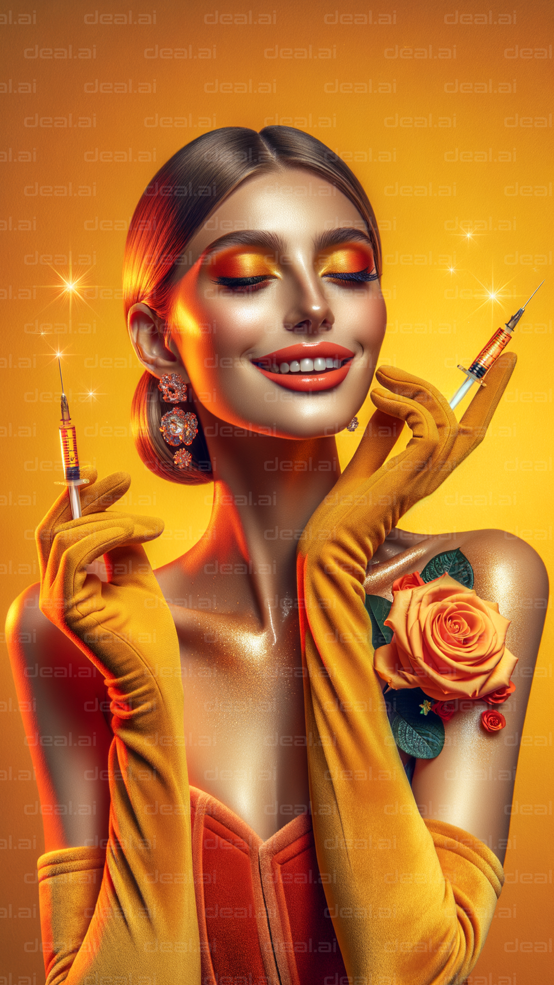 "Golden Glam: Beauty and Elegance"