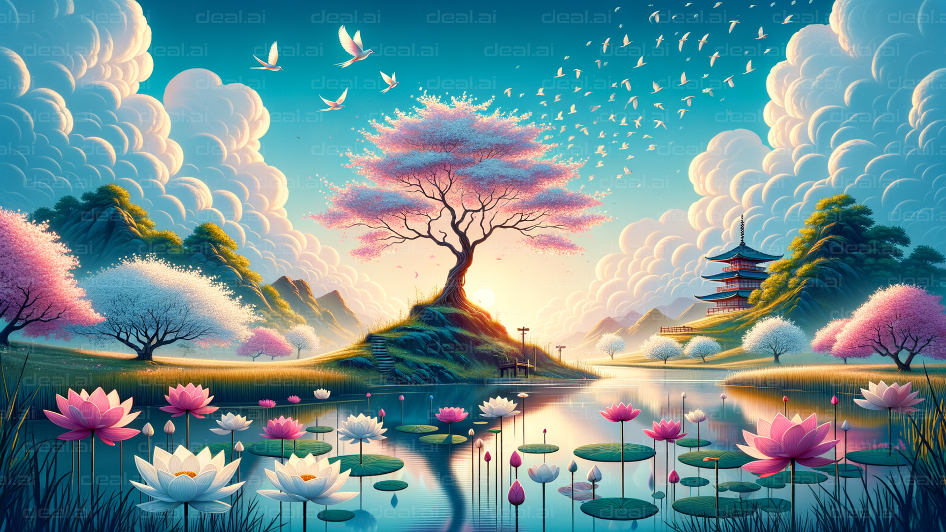 Tranquil Cherry Blossom Oasis