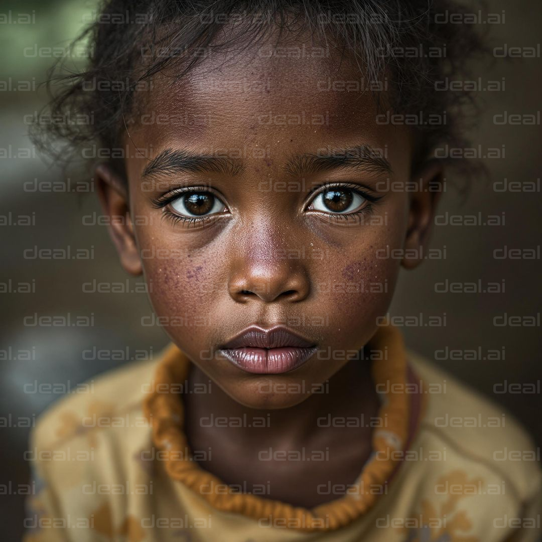 Thoughtful Gaze of a Young Child