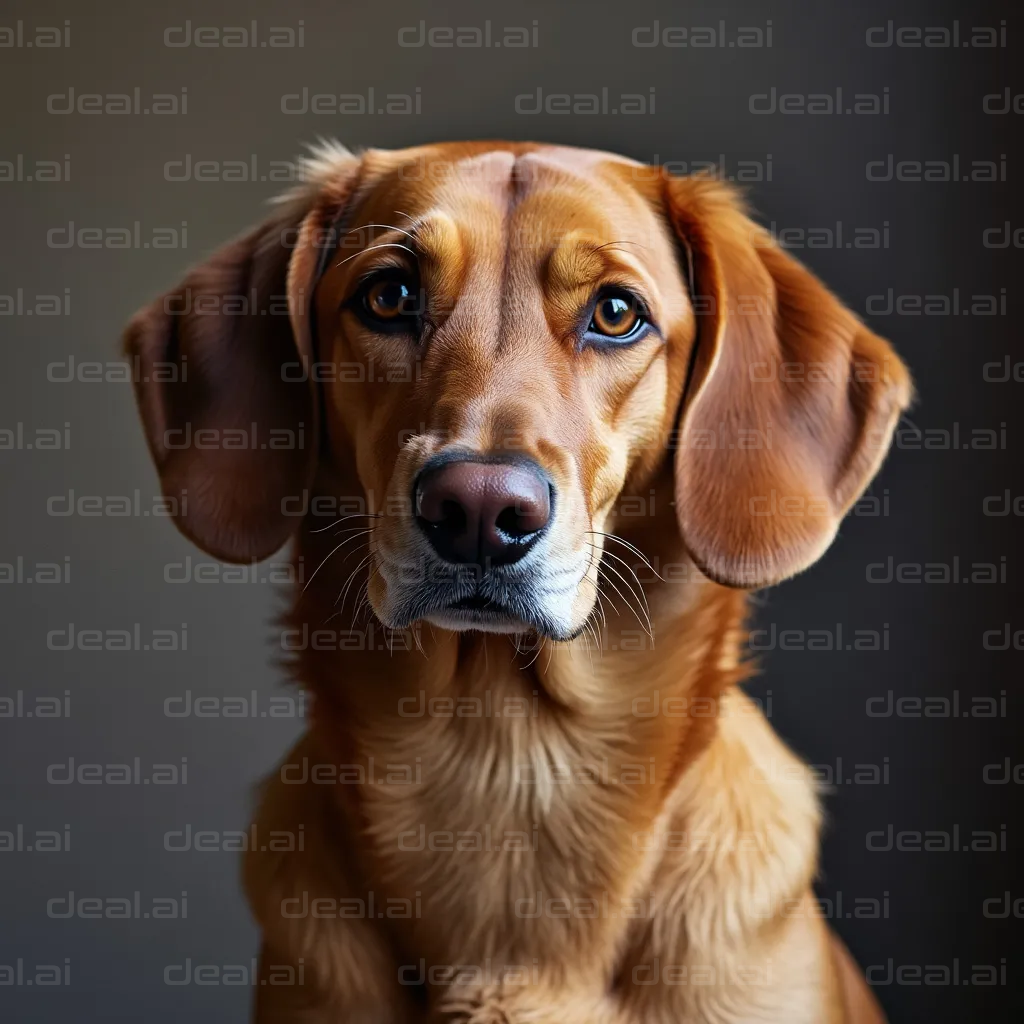 "Golden Dog in Thoughtful Pose"