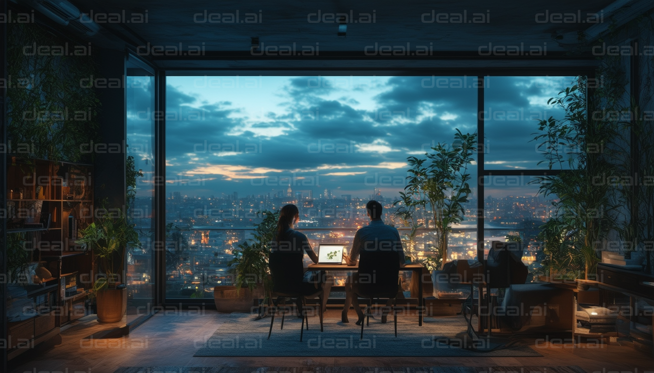 "City View from Cozy Workspace"