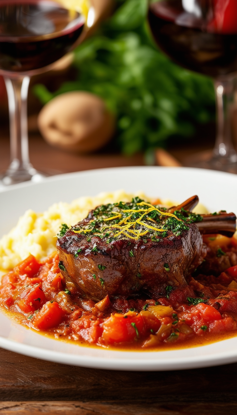 Gourmet Lamb Dish with Red Wine