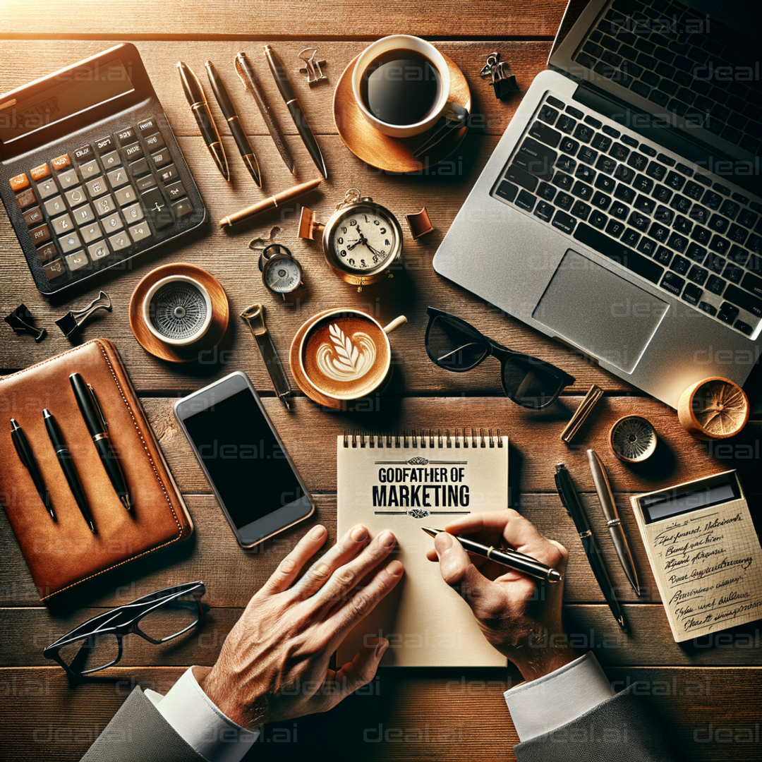 "Marketing Essentials on a Desk"