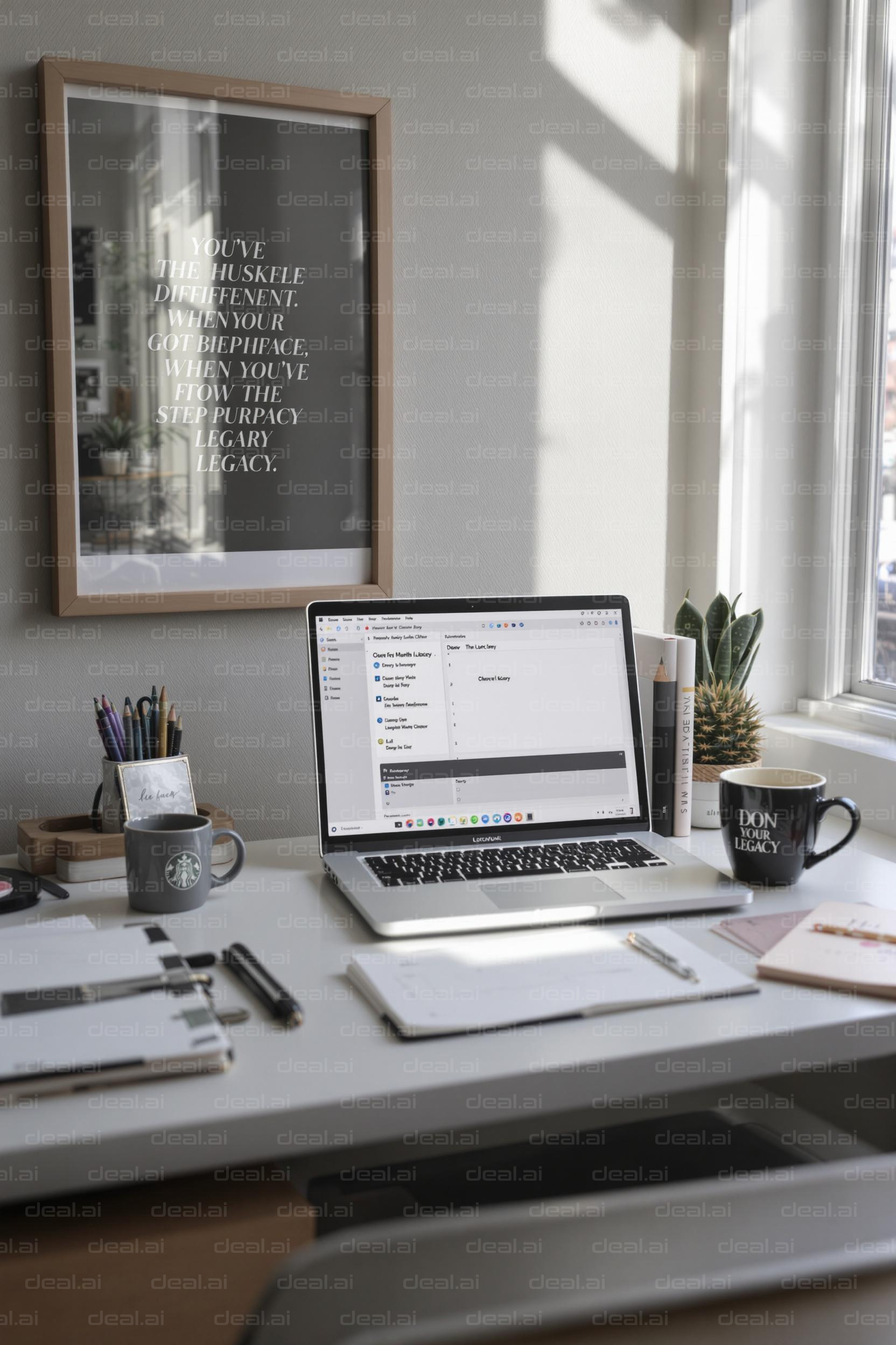 Cozy Home Office with Motivational Art