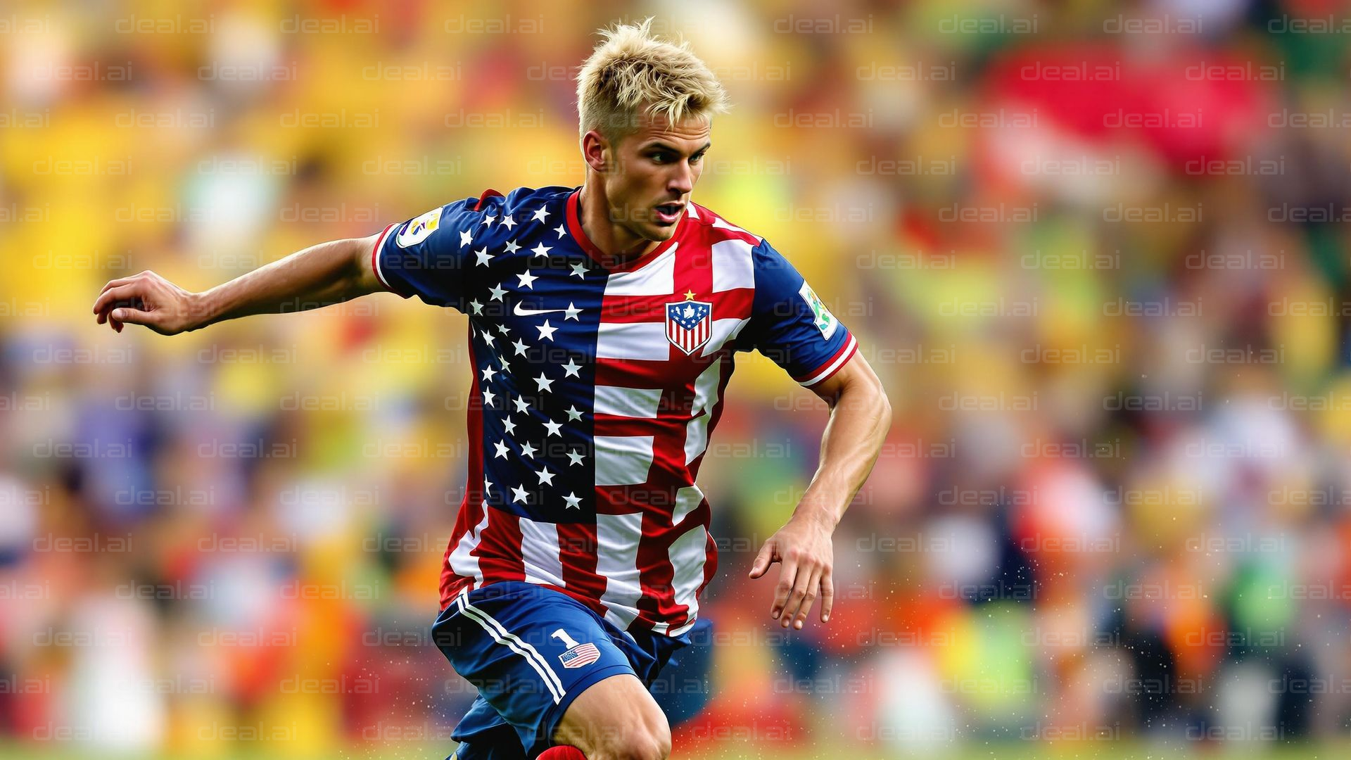 Soccer Player in Patriotic Uniform