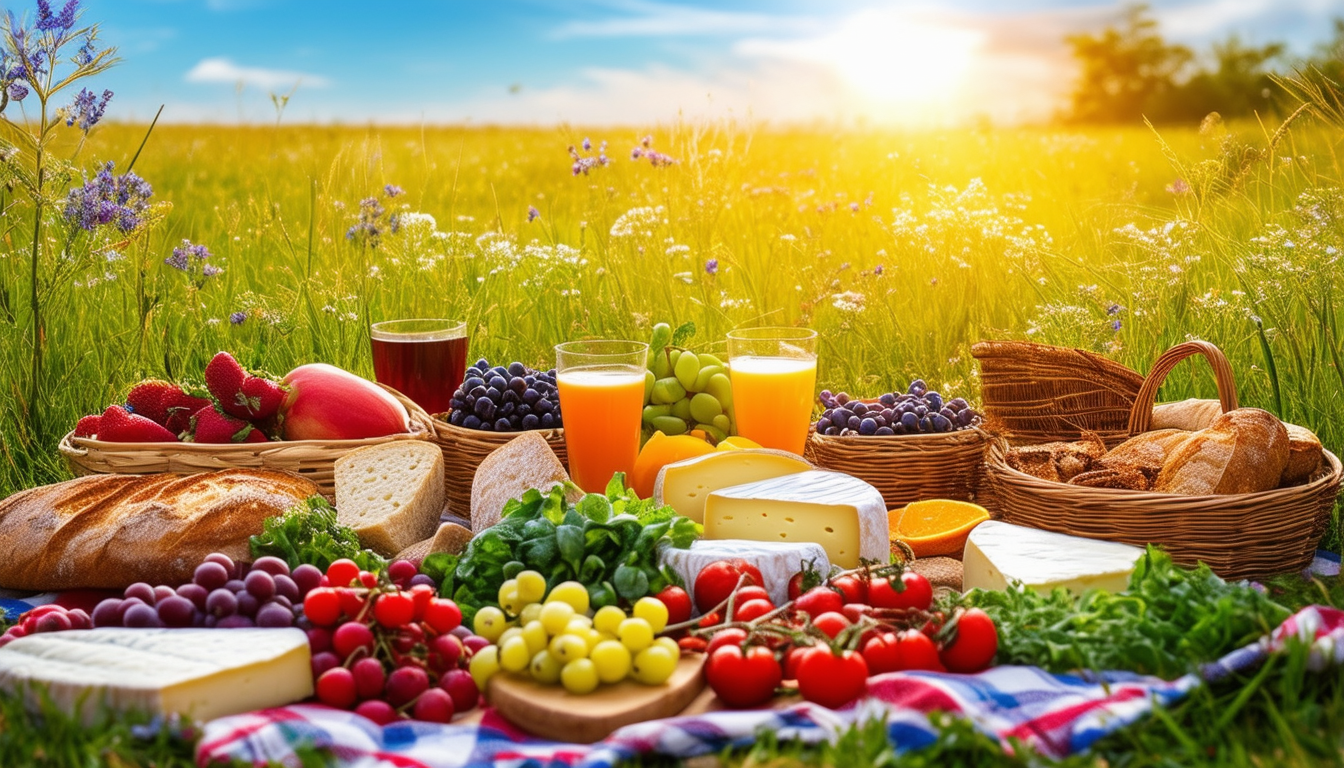 Sunny Picnic Spread in a Field