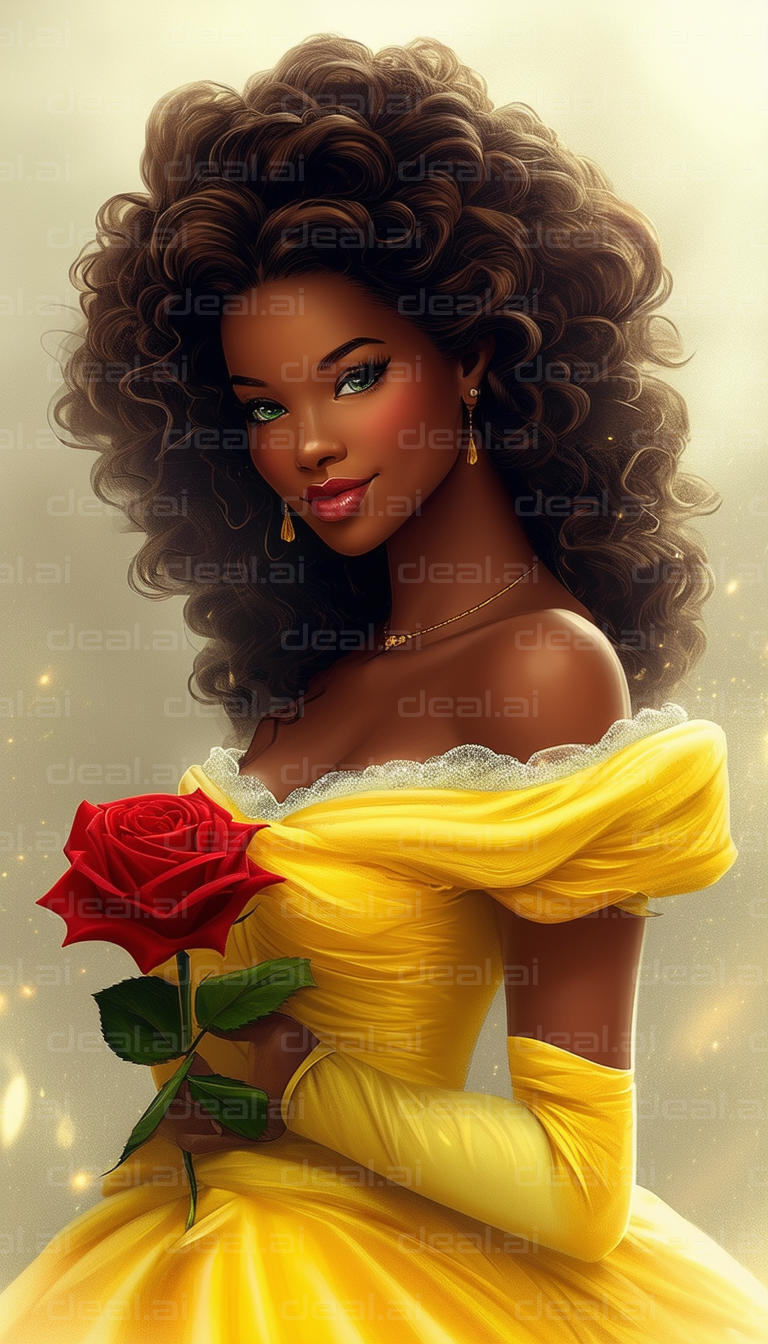 Elegant Lady with a Red Rose
