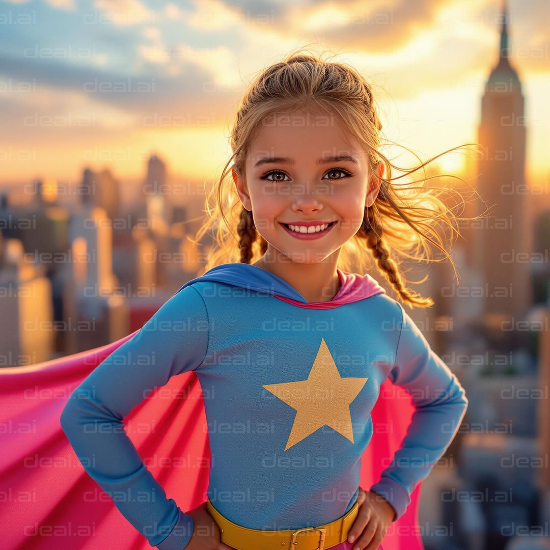 "Young Superhero at Sunset"