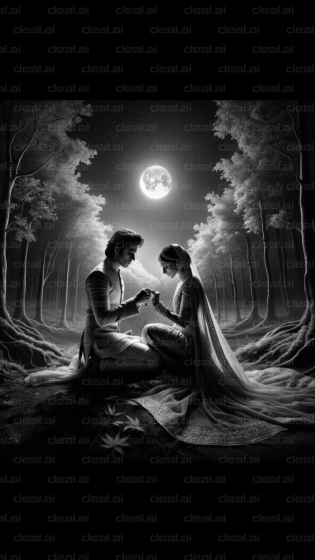 "Moonlit Romantic Proposal in the Woods"