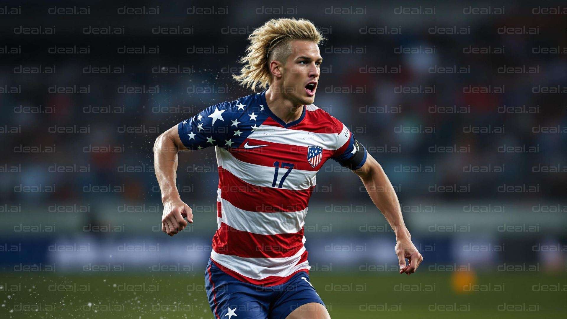 Patriotic Soccer Player in Action