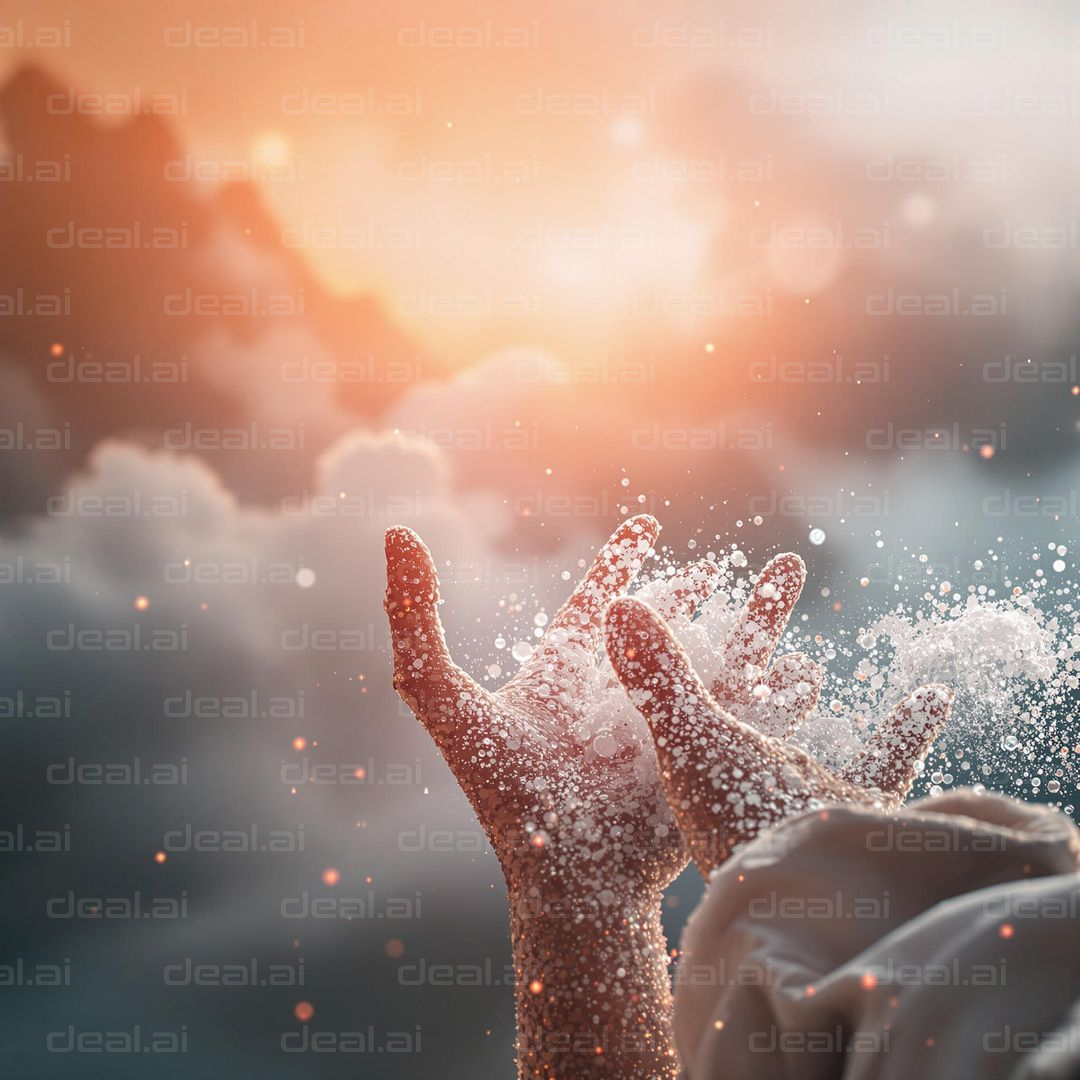 "Ethereal Hands in Clouds"