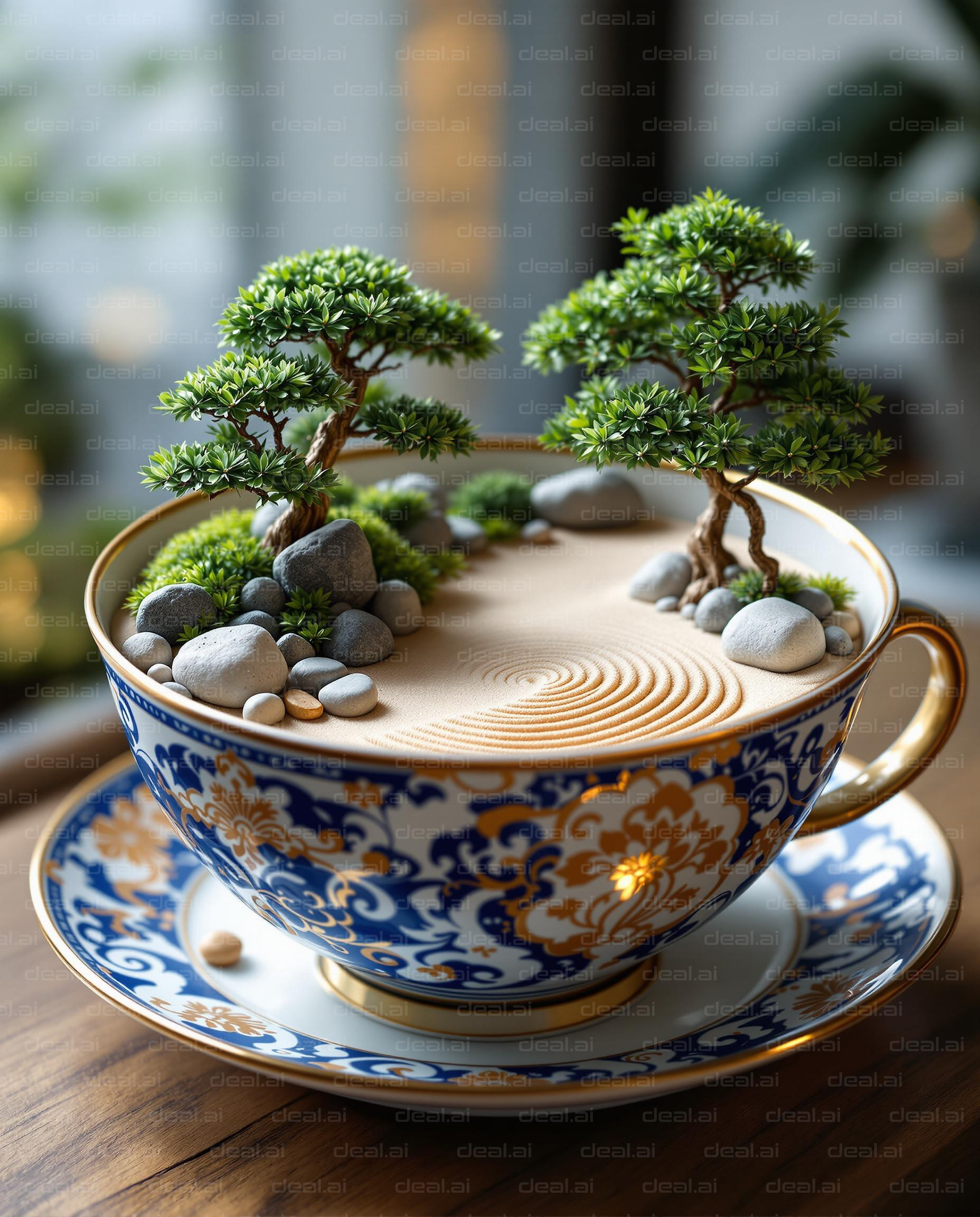 Miniature Zen Garden in Teacup