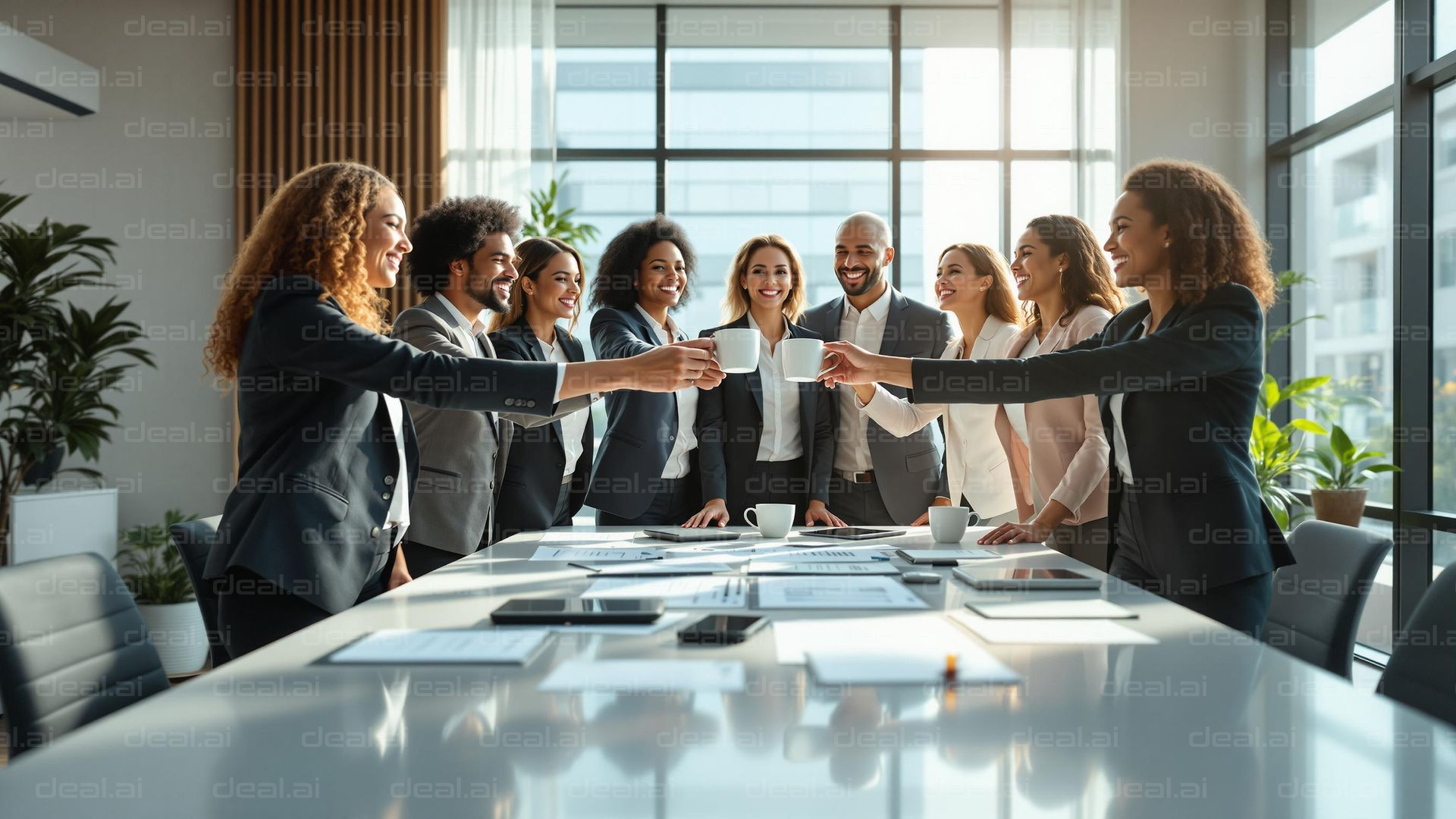 Team Celebrates Success with Coffee