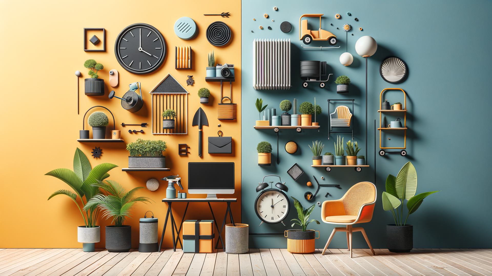 Colorful Home Office Decor and Plants