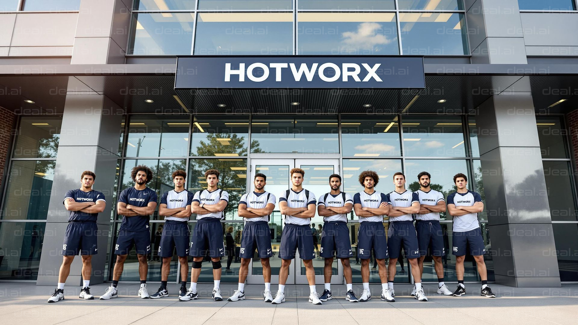 Team Posing at HOTWORX Gym Entrance