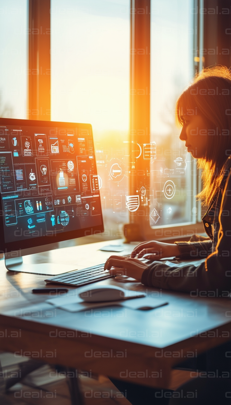 Focused Work at Sunset