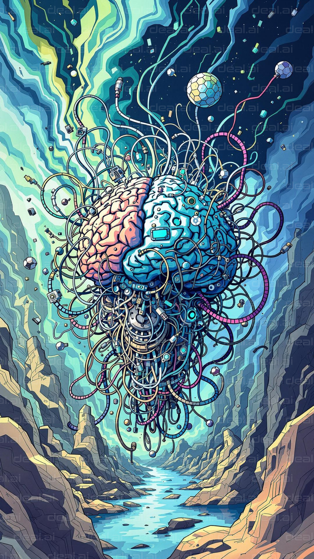 Futuristic Cyber Brain Landscape