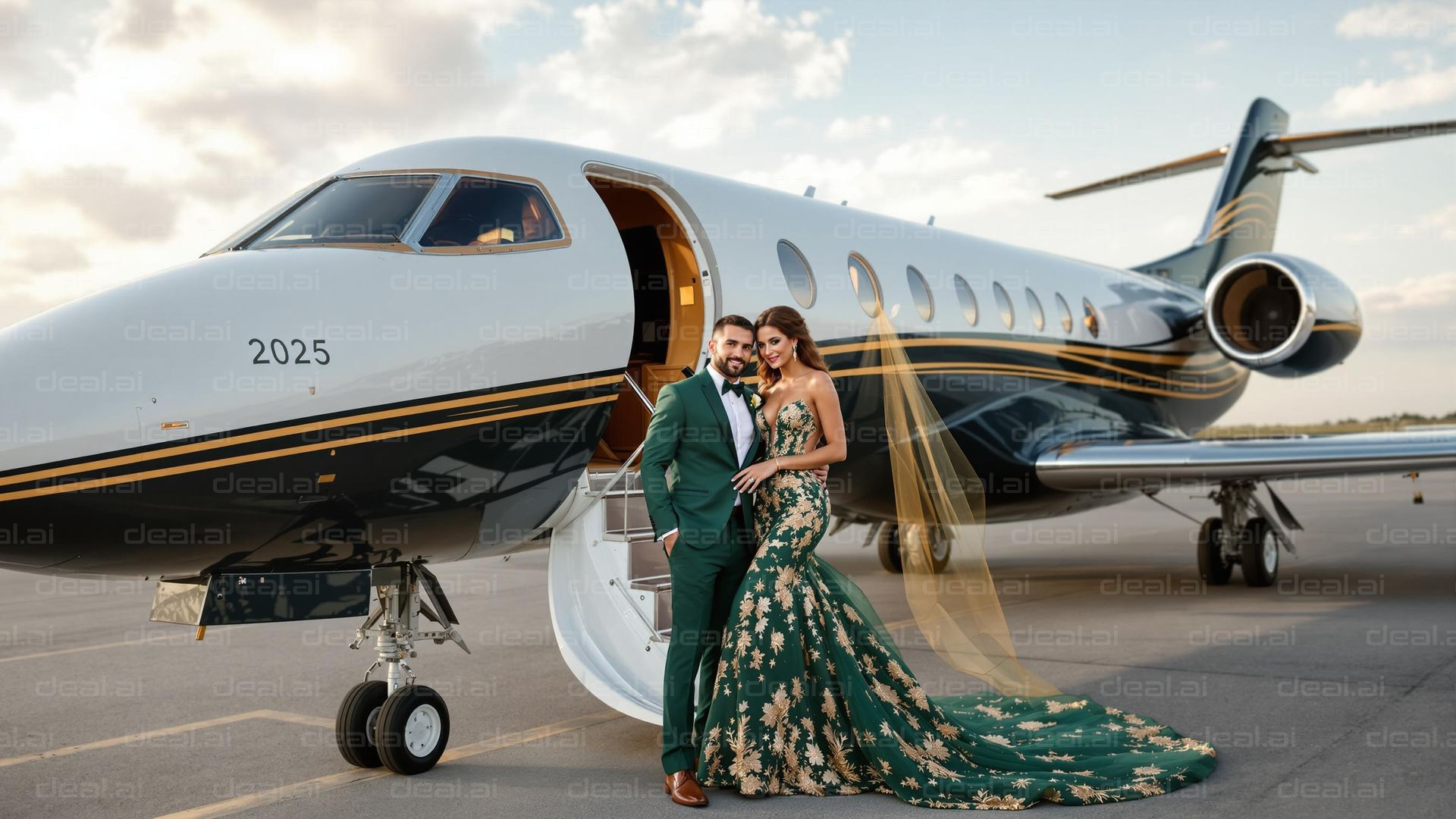 Glamorous Couple by Private Jet