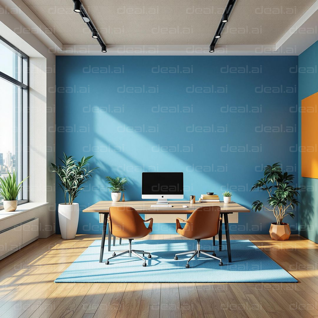 Modern Office with Blue Accents