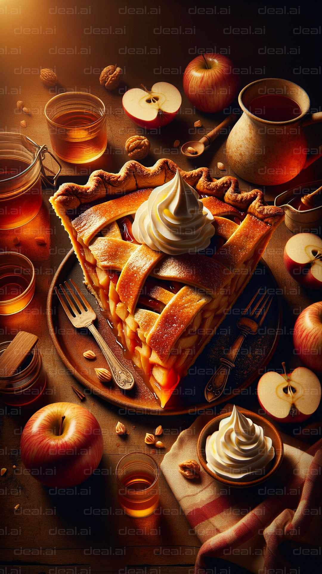 "Delicious Apple Pie with Whipped Cream"