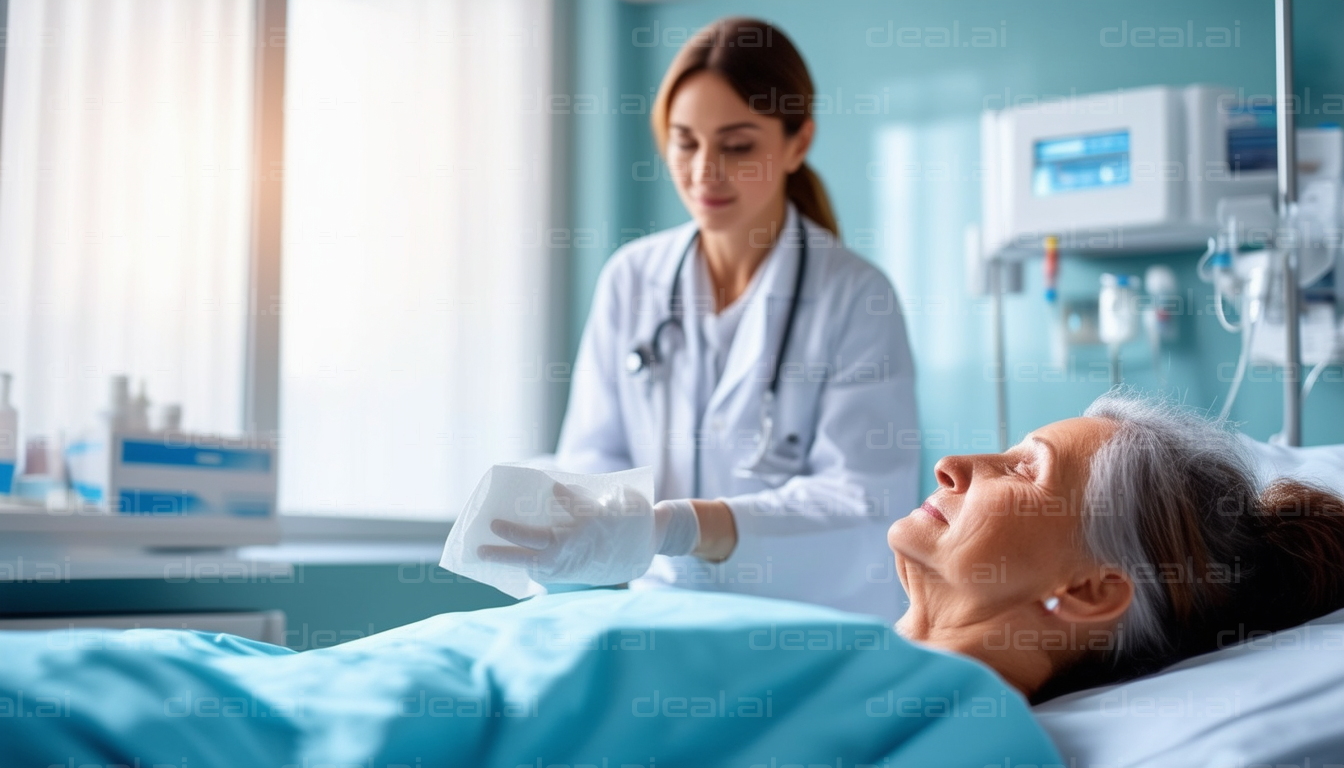 "Doctor Caring for Elderly Patient in Hospital"