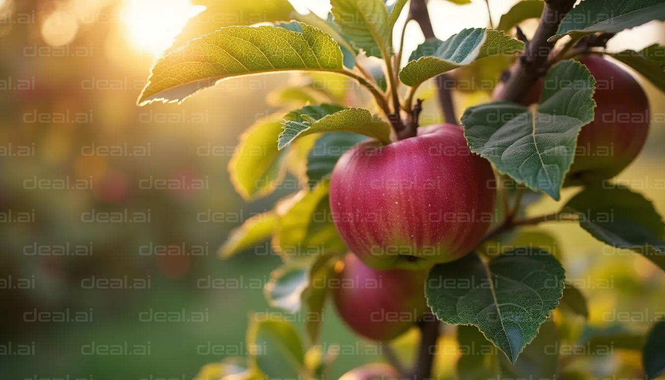 Sunlit Apples on the Tree