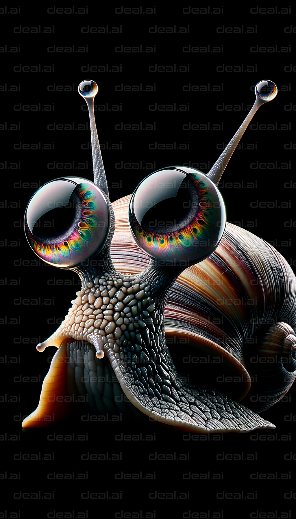 "Colorful-Eyed Snail Close-Up"