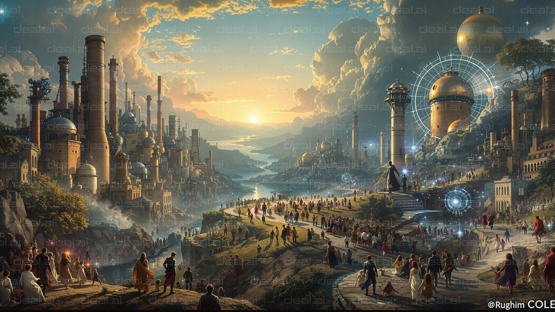 Futuristic Cityscape at Sunset