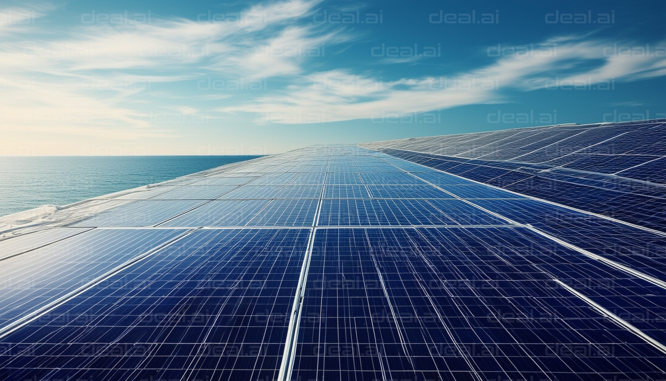 "Expansive Solar Panels by the Sea"